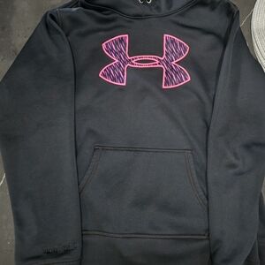 Under Armour Black Hoodie with Vibrant Pink Logo